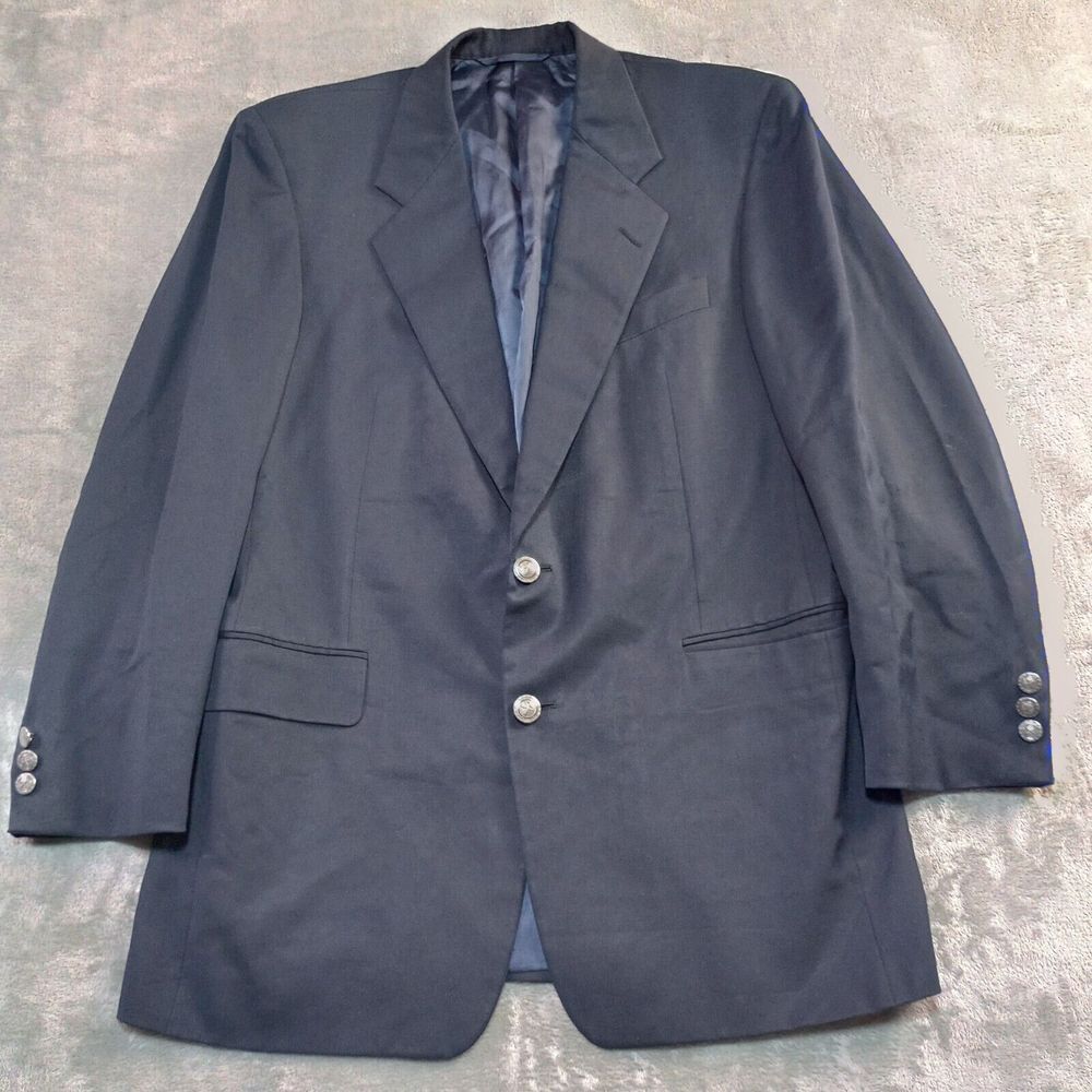 Hickey Freeman Boardroom Blazer Suit Jacket Sports Coat Sz 40 Reg 100% Wool Blue